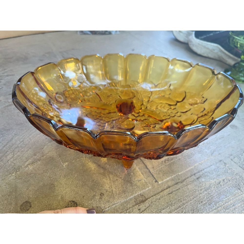 Vintage Amber Indiana Glass Fruit Bowl